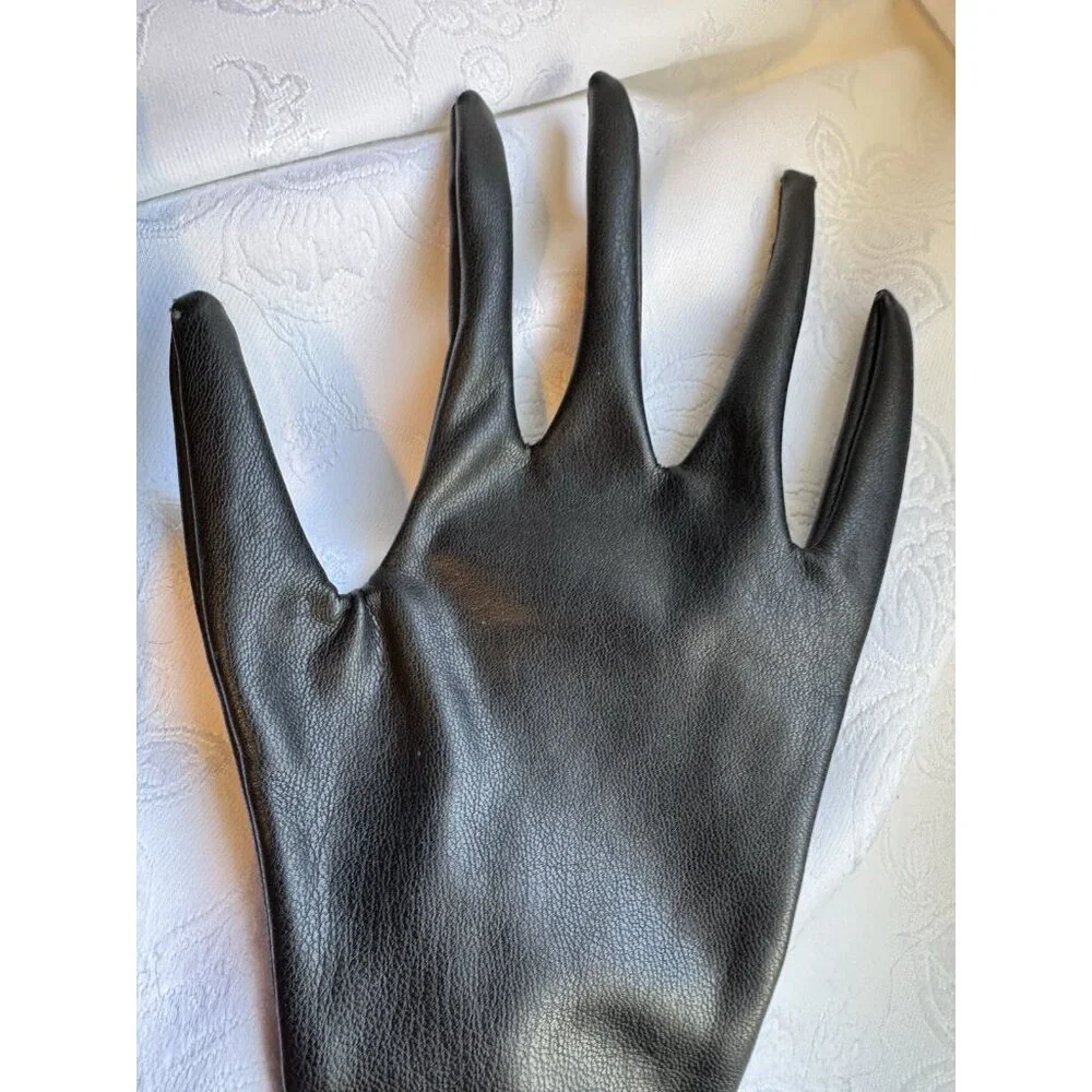 SKIMS Women Small 2023 Faux Leather Formal Length Long Gloves Onyx Black NEW